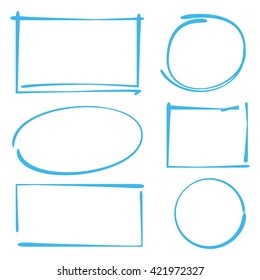 hand drawn circle and rectangle frames, highlighters