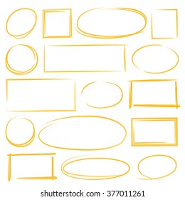 hand drawn circle and rectangle marker elements, frames