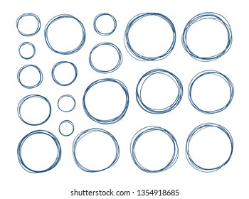 Hand drawn circle, set of elements. Sketch vector illustration