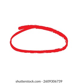Hand drawn circle shape with crayon texture. circle note mark