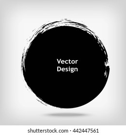 Hand drawn circle shape. Label, logo design element. Brush abstract wave.  Vector illustration.