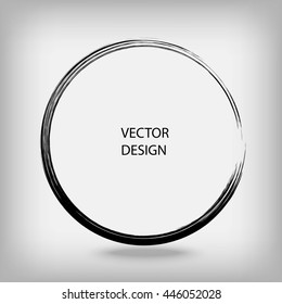 Hand drawn circle shape. Label, logo design element. Brush abstract wave. Black enso zen symbol. Vector illustration.