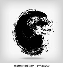Hand drawn circle shape. Label, logo design element. Brush abstract wave. Black enso zen symbol. Vector illustration.