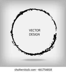 Hand drawn circle shape. Label, logo design element. Brush abstract wave. Black enso zen symbol. Vector illustration.