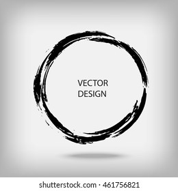 Hand drawn circle shape. Label, logo design element. Brush abstract wave. Black enso zen symbol. Vector illustration.