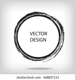 Hand drawn circle shape. label, logo design element. Brush abstract wave. Black enso zen symbol. Vector illustration.