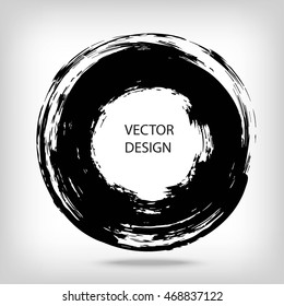 Hand drawn circle shape. label, logo design element. Brush abstract wave. Black enso zen symbol. Vector illustration.