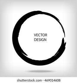 Hand drawn circle shape. label, logo design element. Brush abstract wave. Black enso zen symbol. Vector illustration.