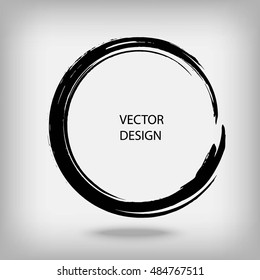 Hand drawn circle shape. Label, logo design element. Brush abstract wave. Vector illustration.