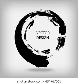 Hand drawn circle shape. Label, logo design element. Brush abstract wave. Vector illustration.