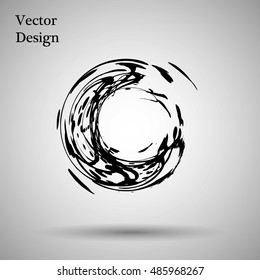 Hand drawn circle shape. label, logo design element. Brush abstract wave. Black enso zen symbol. Vector illustration.