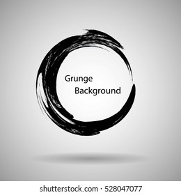 Hand drawn circle shape. label, logo design element. Brush abstract wave. Black enso zen symbol. Vector illustration