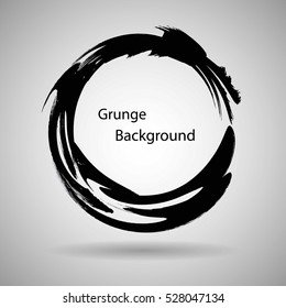 Hand drawn circle shape. label, logo design element. Brush abstract wave. Black enso zen symbol. Vector illustration