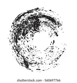 Hand drawn circle shape. label, logo design element. Brush abstract wave. Black enso zen symbol. Vector illustration.