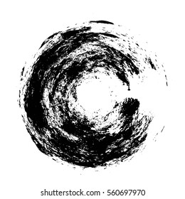 Hand drawn circle shape. label, logo design element. Brush abstract wave. Black enso zen symbol. Vector illustration.