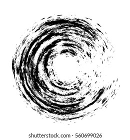 Hand drawn circle shape. Label, logo design element, frame. Brush abstract wave. Vector illustration.