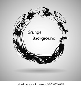 Hand drawn circle shape. label, logo design element. Brush abstract wave. Black enso zen symbol. Vector illustration
