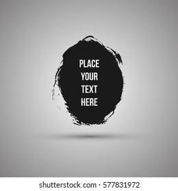 Hand drawn circle shape. Label, logo design element. Brush abstract wave. Vector illustration