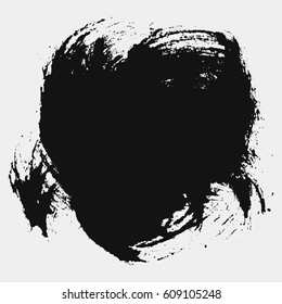 Hand drawn circle shape. Label, logo design element. Brush abstract wave. Vector illustration.