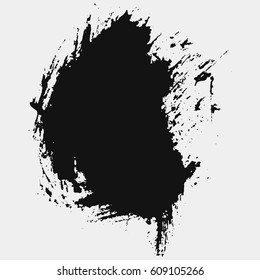 Hand drawn circle shape. Label, logo design element. Brush abstract wave. Vector illustration.
