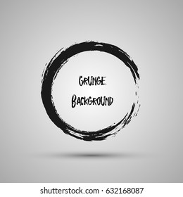 Hand drawn circle shape. Label, logo design element, frame. Brush abstract wave. Vector illustration.