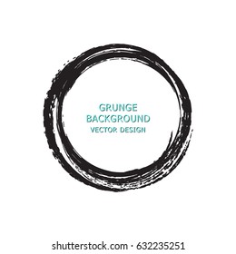 Hand drawn circle shape. Label, logo design element, frame. Brush abstract wave. Vector illustration.