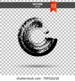 Hand drawn circle shape. label, logo design element. Brush abstract wave. Black enso zen symbol. Template for text.Vector illustration