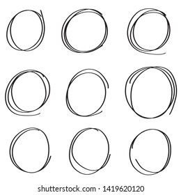 hand drawn circle sketch frame set - vector illustration