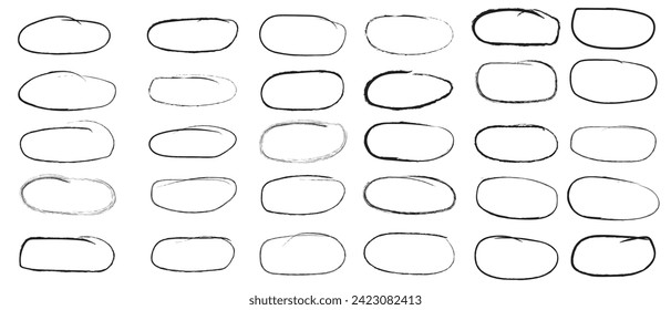 Hand drawn circle sketch set doodle. Pencil line vector. Hand drawn circle line sketch set. Vector circular scribble doodle round circles for message note mark design element. Pencil graffiti 2 1 2