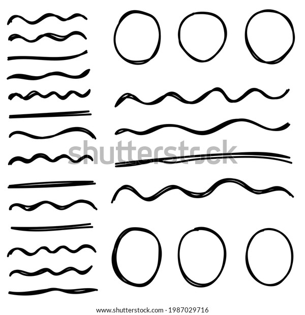 Hand\
Drawn Circle And Underline Set Vector\
Collection