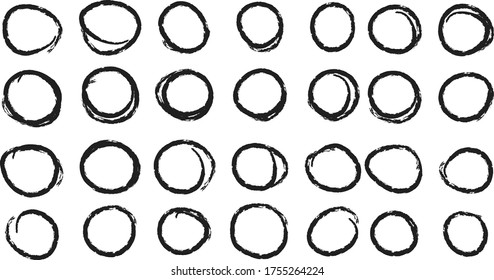 Hand drawn circle vector. illustration of circle. Grunge circle set.