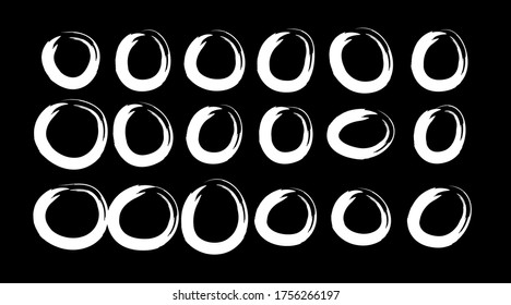 Hand drawn circle vector set. Circle grunge illustration.