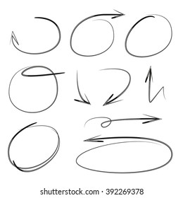 hand drawn circles and arrows for marking text