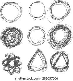 Hand drawn circles doodle line vector element