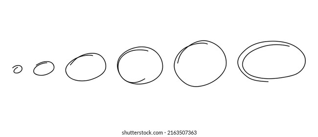 Hand drawn circles frame set. Doodle highlight ovals. Marker pen sketch. Highlighting text important objects. Round scribble frames. Stock vector illustration on white background.