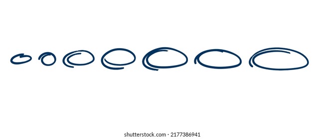 Hand drawn circles frame set. Doodle highlight marker ovals. Marker sketch. Highlighting text and important objects. Round scribble frames. vector illustration on white background.