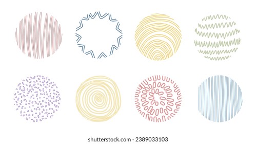 Hand drawn circles, large set. Set of abstract  doodles isolated on white background. 