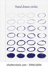 Hand drawn circles.Set of marker pen circles.Vector illustration.