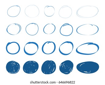 Hand Drawn Circles.Set Of Marker Pen Circles.Vector.