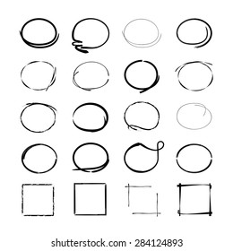 hand drawn circles, rectangular frames