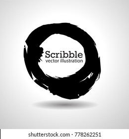 Hand drawn circles . round scribble symbols isolated on white background. Doodle style sketched Elements. Ink blots. Vector Grunge Brushes Stroke . Circle Frame. Logo Design .