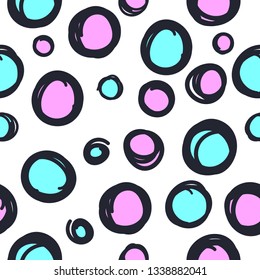 Hand drawn circles seamless pattern.