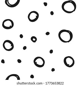 Hand drawn circles seamless pattern. Random dots loop texture background.
