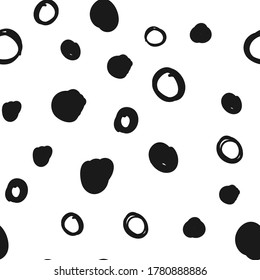 Patrón sin fisuras de los círculos dibujados a mano. Fondo de textura de bucle de puntos aleatorios.