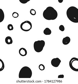 Hand drawn circles seamless pattern. Random dots loop texture background.