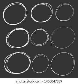 Hand drawn circles set, different framesm bubbles. Doodle and sketch style.