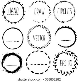 Hand drawn circles set, vector logo design elements