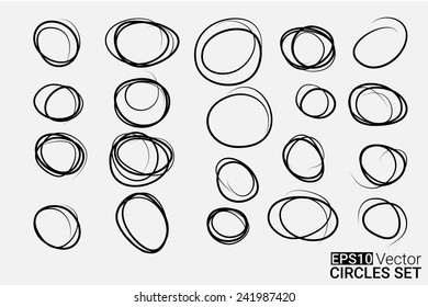 Hand drawn circles set for your design, Eps10 vector