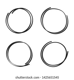 Hand drawn circles sketch frame super set. Rounds scribble line circles. Vector illustrations.