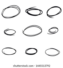 Hand drawn circles sketch frame super set. Rounds scribble line circles.